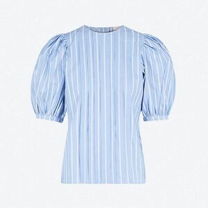 SANDRO Puff-ball sleeves blue stripe cotton blouse Size 3 (6US)